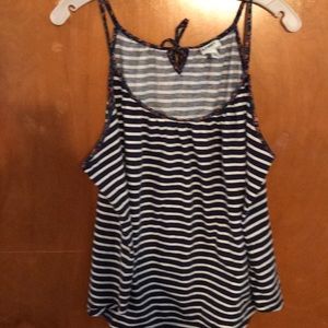 Old Navy navy and white striped spaghetti tank top